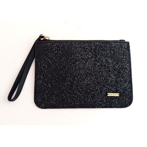 NEW Charlie Paige Blk Glitter Sparkle Wristlet Slim Pouch Zip Top 8X5